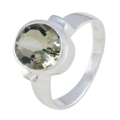 Green Amethyst Solitaire Moroccan Sterling Silver Green Gems Classic Glamorous Ring Jewelry