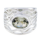Green Amethyst Solitaire Australian 92.5 Silver Green Gemstone Classic  Rope Wire Ring Jewellery