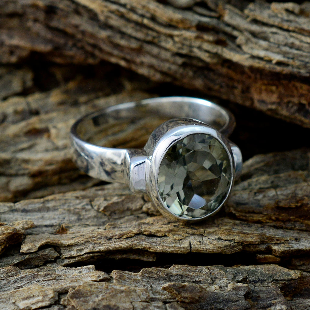 Green Amethyst Solitaire Moroccan 92.5 Silver Green Gemstone Mid weight Fairytale Ring Jewellery