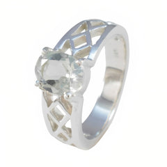 Green Amethyst Solitaire French Sterling Silver Green Gemstone Slim Artisan Ring Jewelry