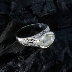 Green Amethyst Solitaire Russian Silver Green Gemstones Eye catching Love Ring Jewelry