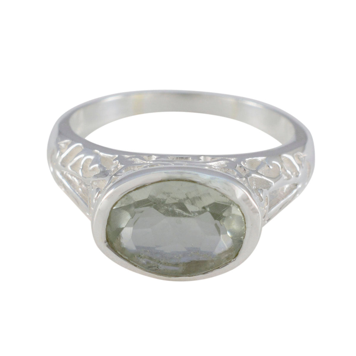 Green Amethyst Solitaire Russian Silver Green Gemstones Eye catching Love Ring Jewelry Huvudsaklig produktbild