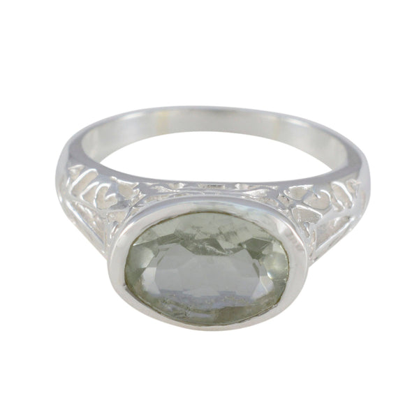 Green Amethyst Solitaire Russian Silver Green Gemstones Eye catching Love Ring Jewelry