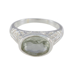 Green Amethyst Solitaire Russian Silver Green Gemstones Eye catching Love Ring Jewelry