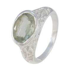 Green Amethyst Solitaire Russian Silver Green Gemstones Eye catching Love Ring Jewelry