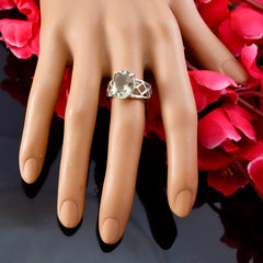 Green Amethyst Solitaire Australian 925 Silver Green Gems Slim Rope Wire Ring Jewelry