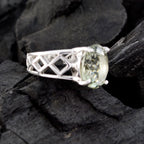 Green Amethyst Solitaire Australian 925 Silver Green Gems Slim Rope Wire Ring Jewelry