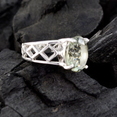 Green Amethyst Solitaire Australian 925 Silver Green Gems Slim Rope Wire Ring Jewelry