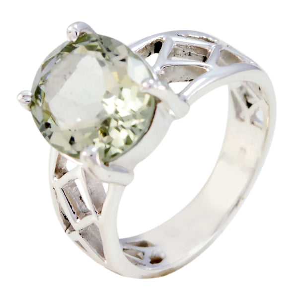 Green Amethyst Solitaire Australian 925 Silver Green Gems Slim Rope Wire Ring Jewelry