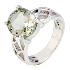 Green Amethyst Solitaire Australian 925 Silver Green Gems Slim Rope Wire Ring Jewelry