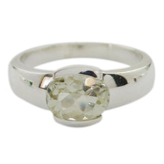 Green Amethyst Solitaire Indian 92.5 Silver Green Gems Mid weight Glamorous Ring Jewelry