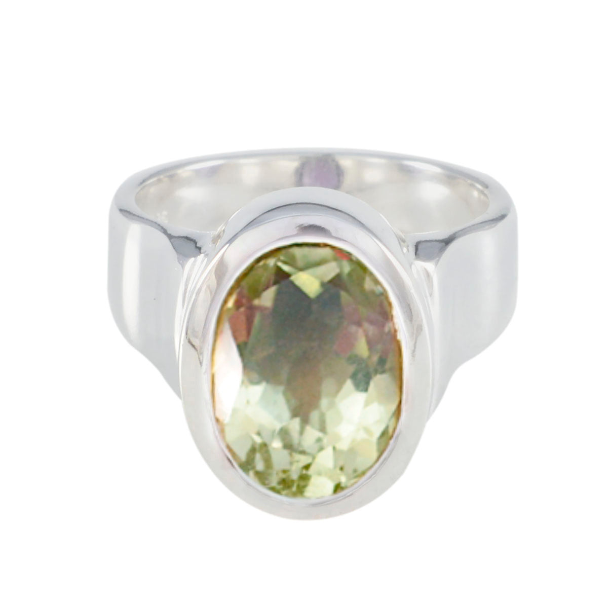Green Amethyst Solitaire German 92.5 Silver Green Gemstone Edgy Heritage Ring Jewellery メイン画像