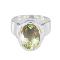 Green Amethyst Solitaire German 92.5 Silver Green Gemstone Edgy Heritage Ring Jewellery