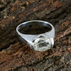 Green Amethyst Solitaire Indian 925 Sterling Silver Green Gemstones Mid weight Sophisticated Ring Jewelry