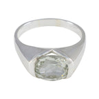 Green Amethyst Solitaire Indian 925 Sterling Silver Green Gemstones Mid weight Sophisticated Ring Jewelry