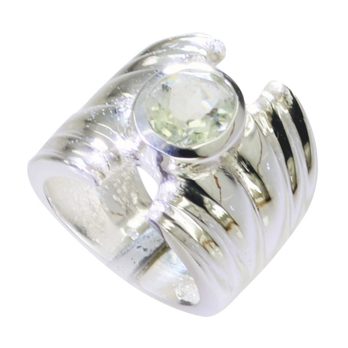Green Amethyst Solitaire Russian Sterling Silver Green Gemstone Essential  Armor Ring Jewelry
