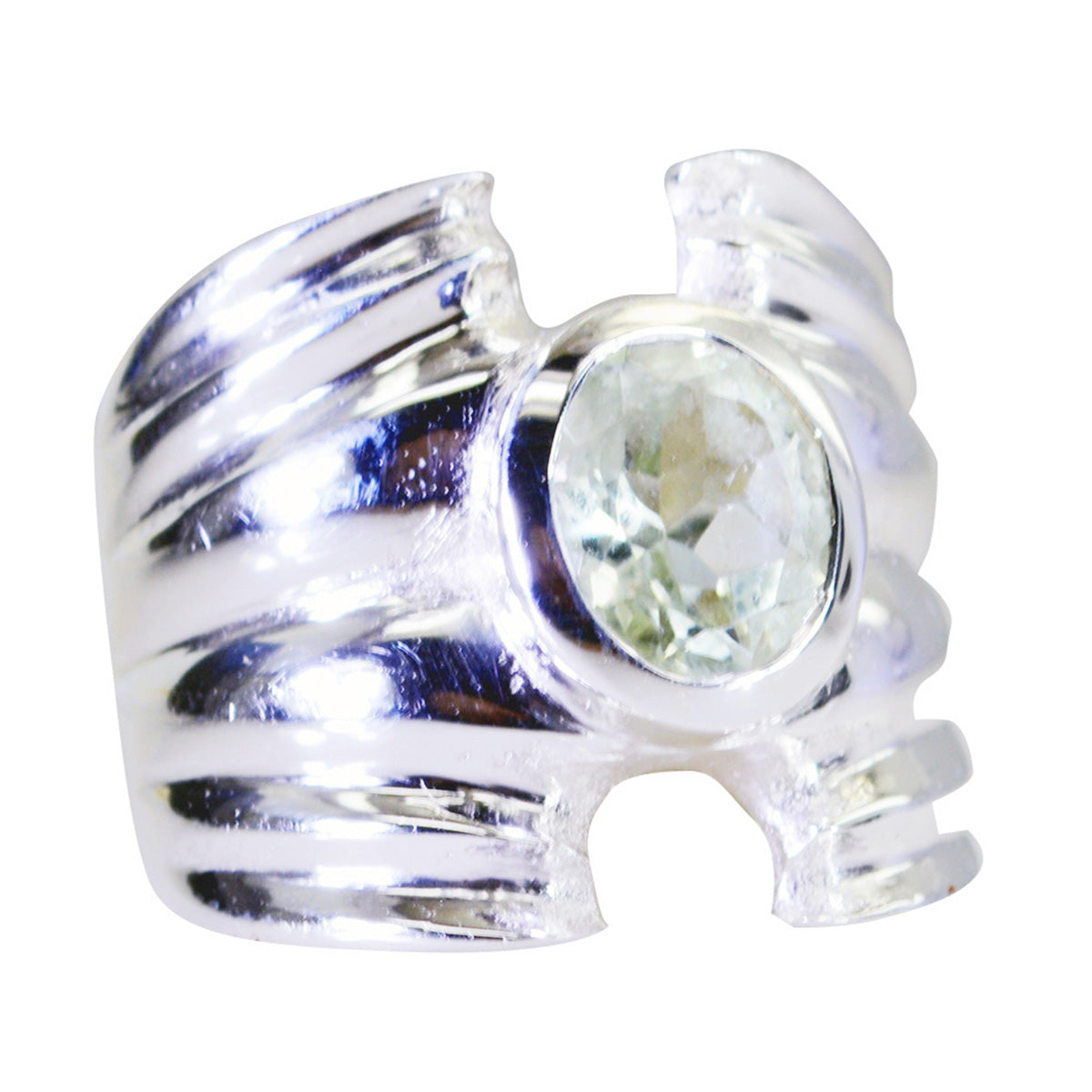 Grön ametist solitaire rysk sterlingsilver grön ädelsten essentiell rustningsring smycke Sekundär produktbild