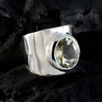 Green Amethyst Solitaire Indian Sterling Silver Green Gemstone Versatile Armor Ring Jewellery