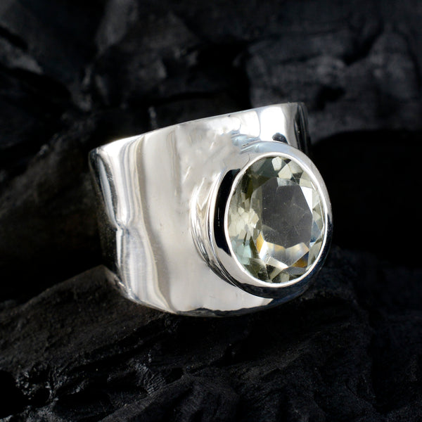 Green Amethyst Solitaire Indian Sterling Silver Green Gemstone Versatile Armor Ring Jewellery