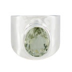 Green Amethyst Solitaire Indian Sterling Silver Green Gemstone Versatile Armor Ring Jewellery