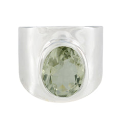 Green Amethyst Solitaire Indian Sterling Silver Green Gemstone Versatile Armor Ring Jewellery