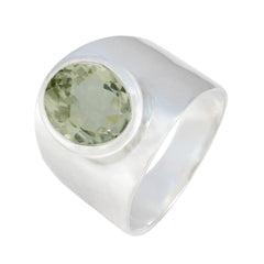 Green Amethyst Solitaire Indian Sterling Silver Green Gemstone Versatile Armor Ring Jewellery