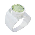 Green Amethyst Solitaire Indian Sterling Silver Green Gemstone Versatile Armor Ring Jewellery