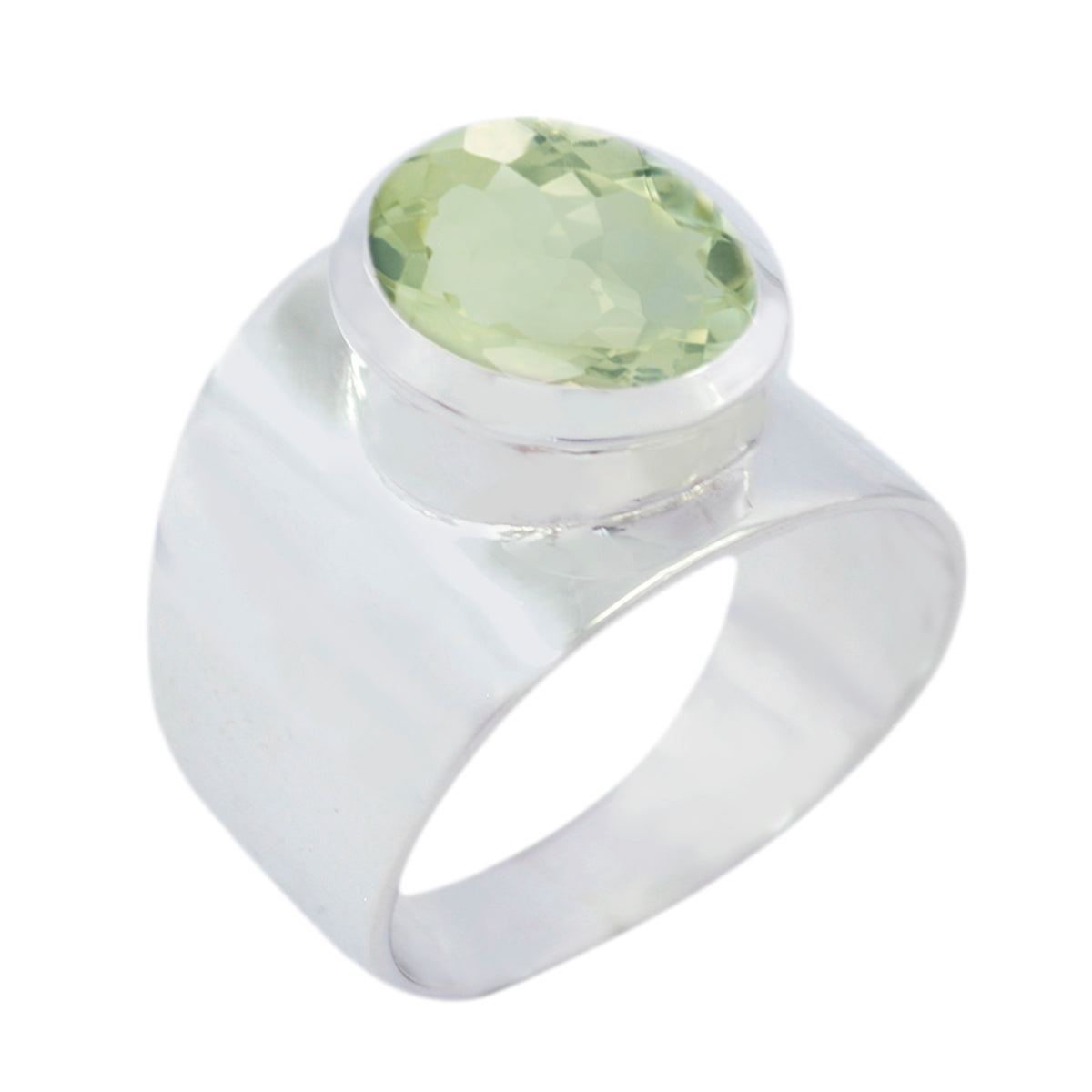 Green Amethyst Solitaire Indian Sterling Silver Green Gemstone Versatile Armor Ring Jewellery