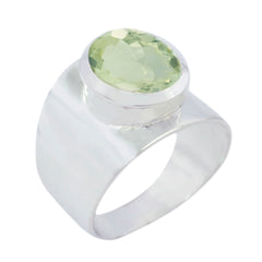 Green Amethyst Solitaire Indian Sterling Silver Green Gemstone Versatile Armor Ring Jewellery