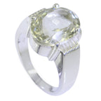 Green Amethyst Solitaire German 92.5 Silver Green Gems Versatile Retro Ring Jewelry