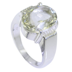 Green Amethyst Solitaire German 92.5 Silver Green Gems Versatile Retro Ring Jewelry
