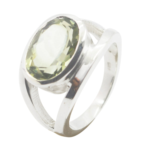 Green Amethyst Solitaire German Silver Green Gemstone Essential  Modern Ring Jewellery