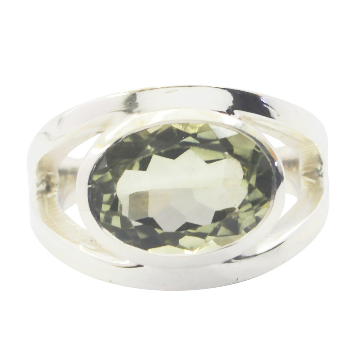 Anello moderno essenziale con pietra preziosa verde in argento tedesco e solitario in ametista verde Immagine secondaria del prodotto