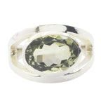 Green Amethyst Solitaire German Silver Green Gemstone Essential  Modern Ring Jewellery
