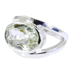 Green Amethyst Solitaire German Silver Green Gemstone Essential  Modern Ring Jewellery