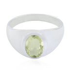 Green Amethyst Solitaire Egyptian Sterling Silver Green Gems Tiny Modern Ring Jewellery