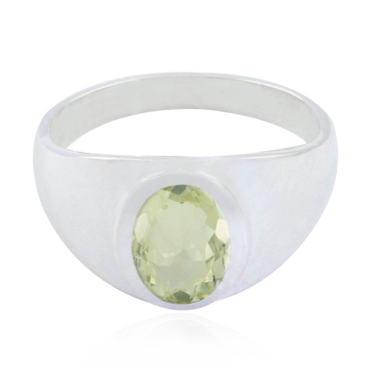 Green Amethyst Solitaire Egyptian Sterling Silver Green Gems Tiny Modern Ring Jewellery