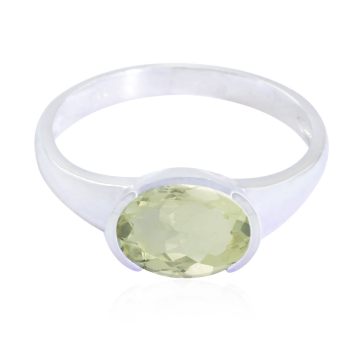 Green Amethyst Solitaire Turkish 92.5 Silver Green Gems Dainty Modern Ring Jewelry Immagine principale del prodotto