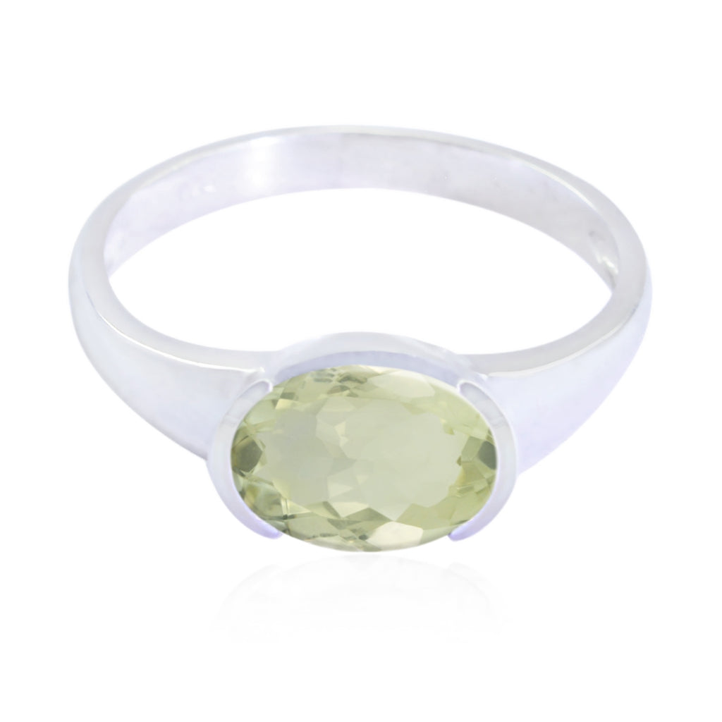 Green Amethyst Solitaire Turkish 92.5 Silver Green Gems Dainty Modern Ring Jewelry