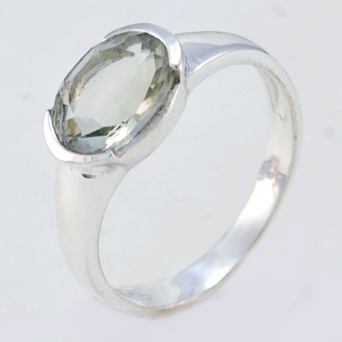 Green Amethyst Solitaire Turkish 92.5 Silver Green Gems Dainty Modern Ring Jewelry