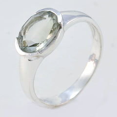 Green Amethyst Solitaire Turkish 92.5 Silver Green Gems Dainty Modern Ring Jewelry