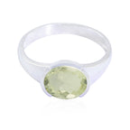 Green Amethyst Solitaire Japanese 925 Silver Green Gemstone Dainty Trendy Ring Jewellery