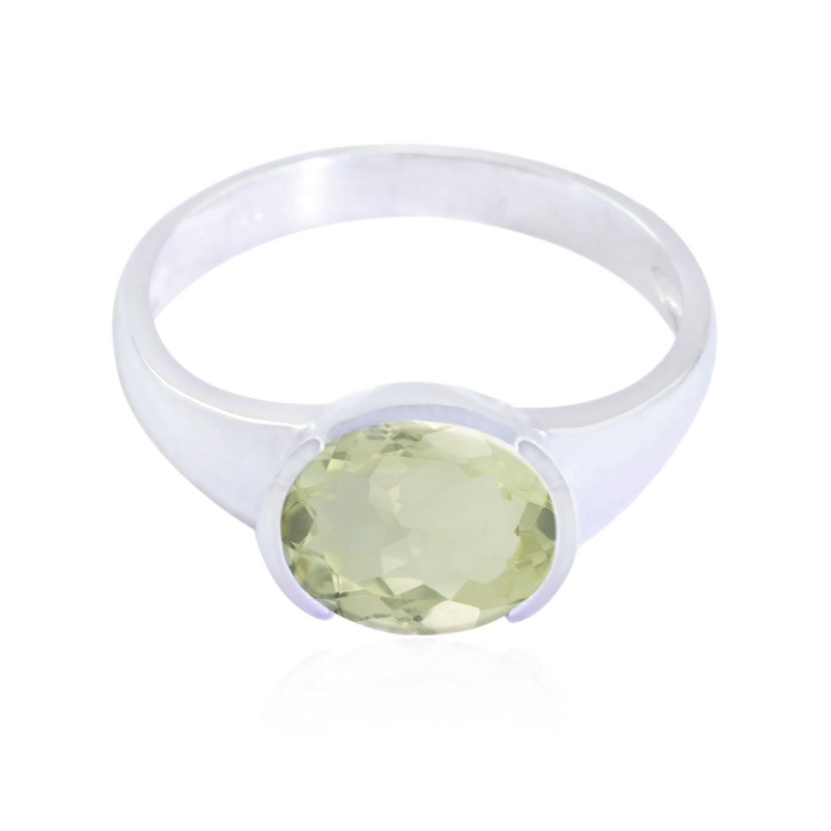 Green Amethyst Solitaire Japanese 925 Silver Green Gemstone Dainty Trendy Ring Jewellery
