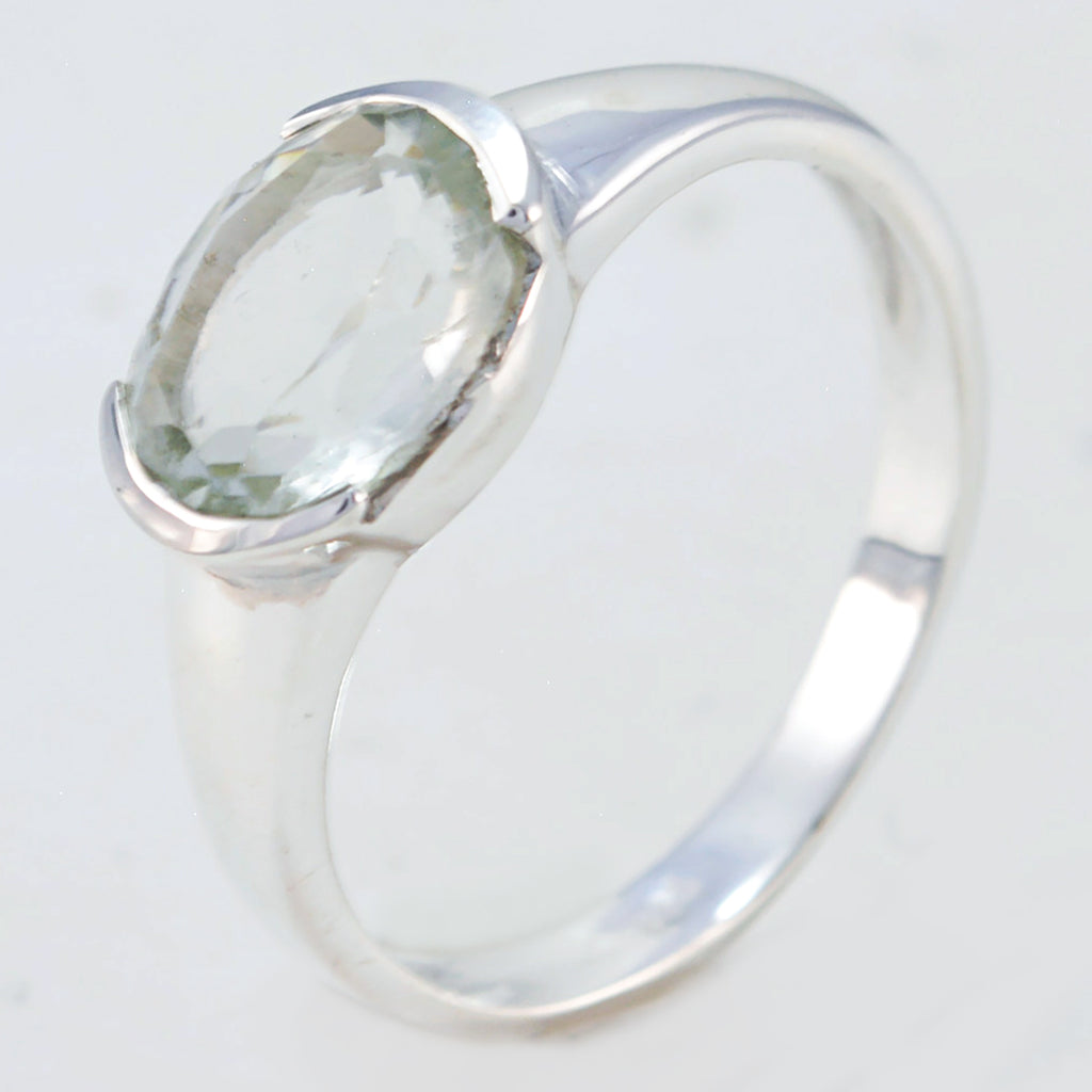 Green Amethyst Solitaire Japanese 925 Silver Green Gemstone Dainty Trendy Ring Jewellery