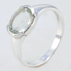 Green Amethyst Solitaire Japanese 925 Silver Green Gemstone Dainty Trendy Ring Jewellery