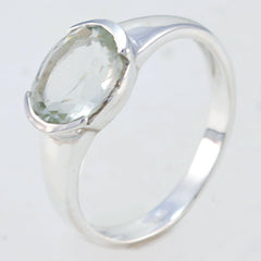 Green Amethyst Solitaire Japanese 925 Silver Green Gemstone Dainty Trendy Ring Jewellery