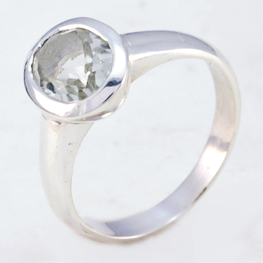 Green Amethyst Solitaire German Sterling Silver Green Gemstone Tiny Boho Ring Jewellery