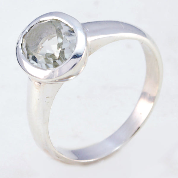 Green Amethyst Solitaire German Sterling Silver Green Gemstone Tiny Boho Ring Jewellery