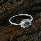 Green Amethyst Solitaire American Sterling Silver Green Gems Elegant  Twist Ring Jewelry