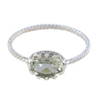 Green Amethyst Solitaire American Sterling Silver Green Gems Elegant  Twist Ring Jewelry